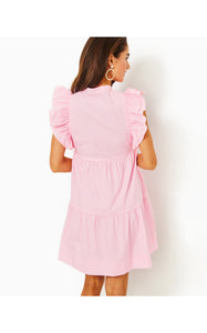 Aldena Ruffle Sleeve Dress Conch Shell Pink