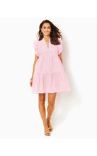 Load image into Gallery viewer, Aldena Ruffle Sleeve Dress Conch Shell Pink
