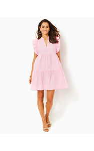 Aldena Ruffle Sleeve Dress Conch Shell Pink