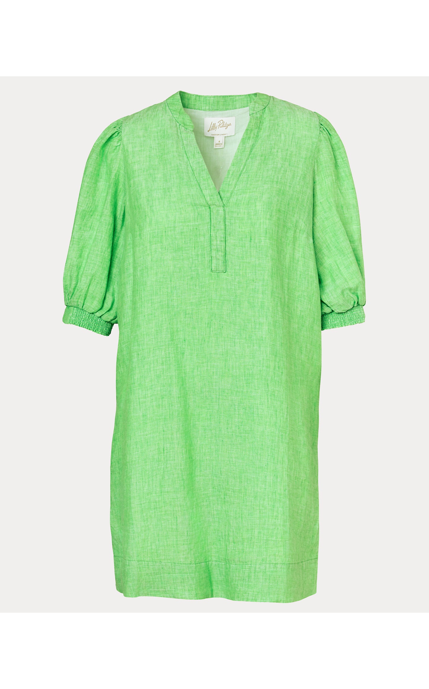 Mialeigh Elbow Sleeve Linen Dress Putting Green