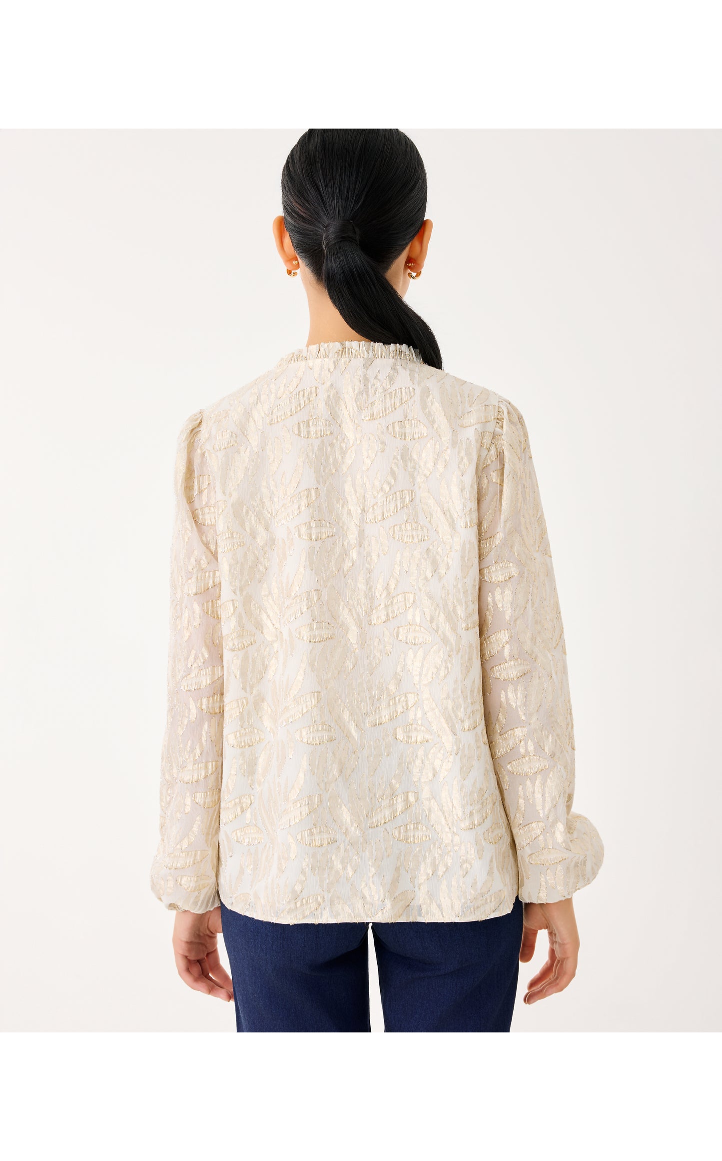 Giana Long Sleeve Silk Top Coconut