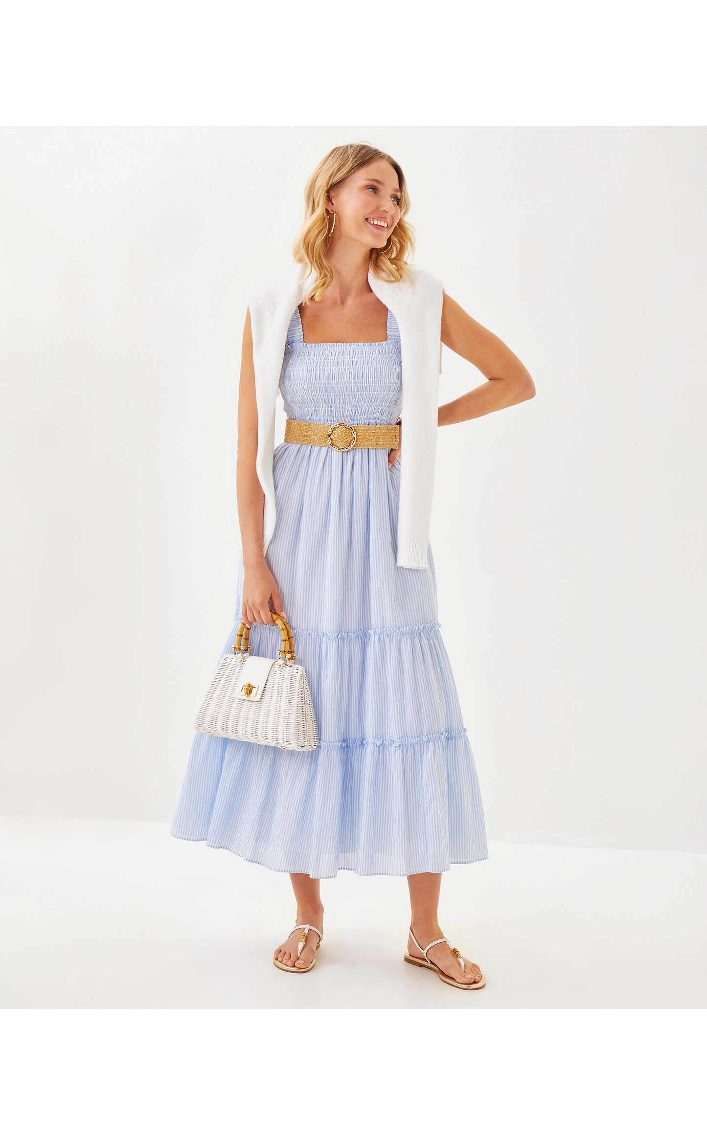 Hadly Smocked Maxi Dress Oxford Stripe
