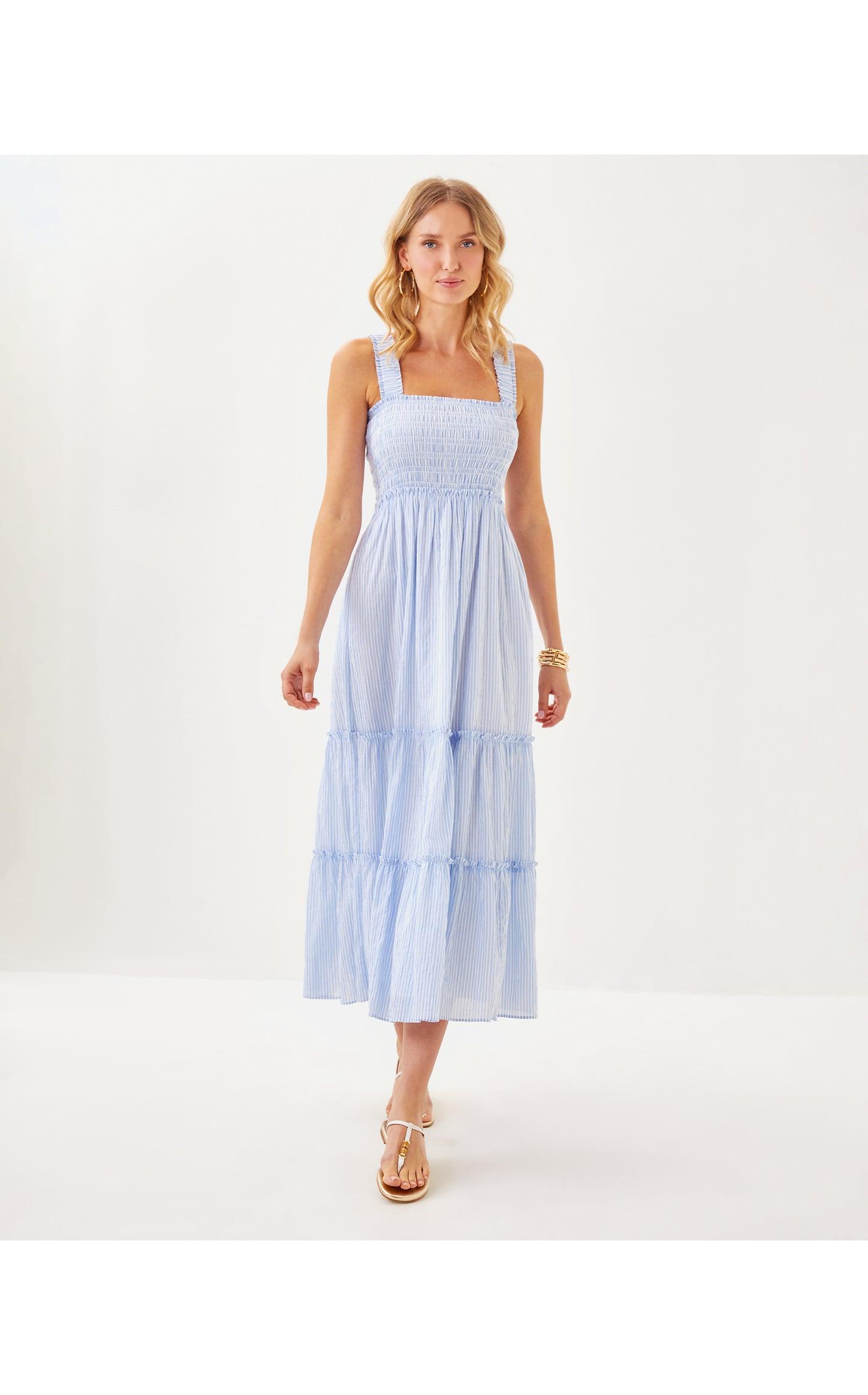 Hadly Smocked Maxi Dress Oxford Stripe