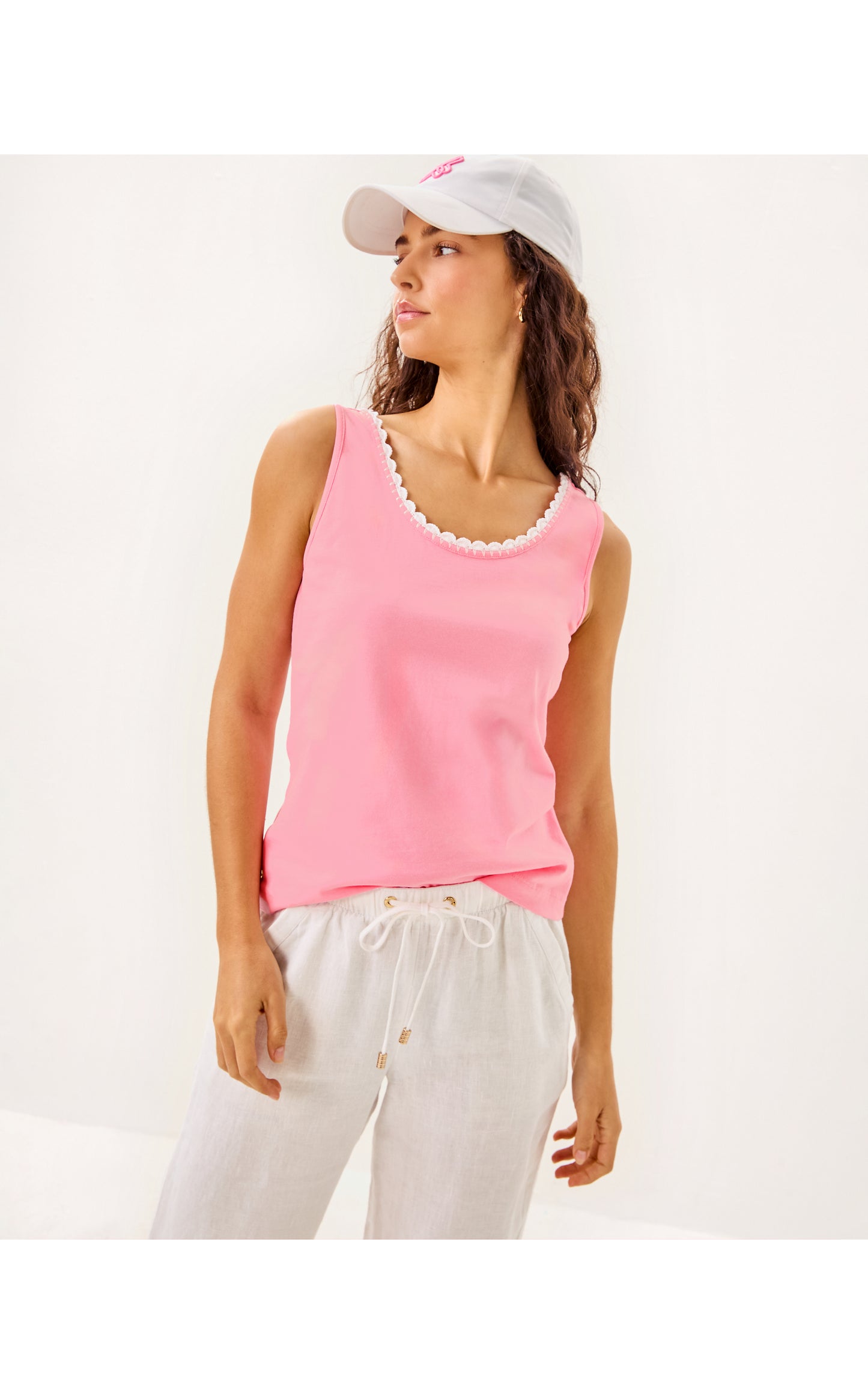 Gabbie Crochet Trimmed Knit Top Conch Shell Pink