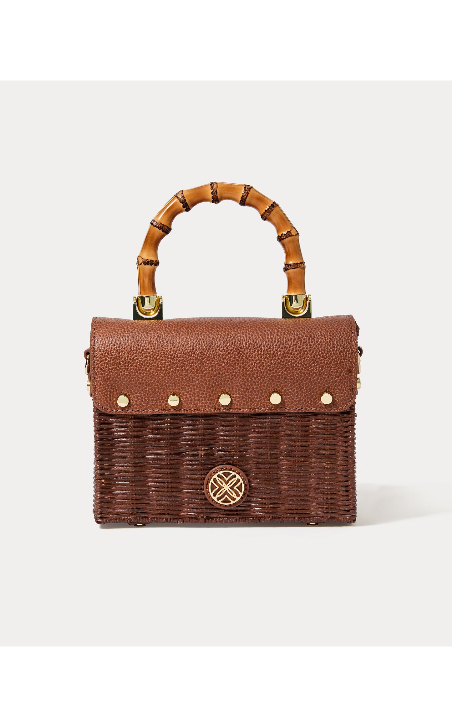 Maura Wicker Top Handle Purse Brown