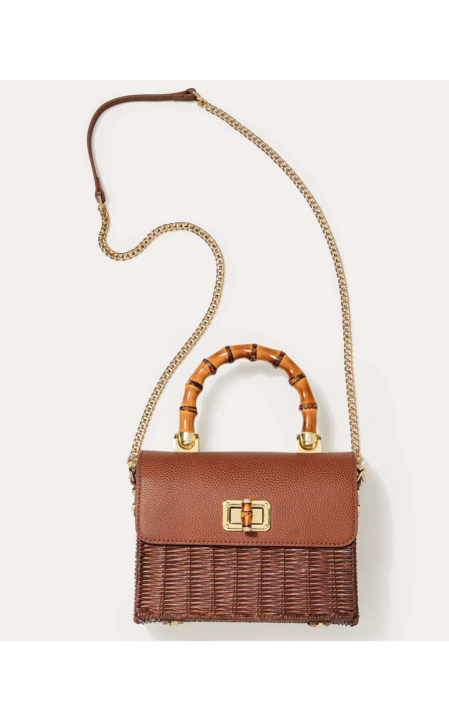 Maura Wicker Top Handle Purse Brown