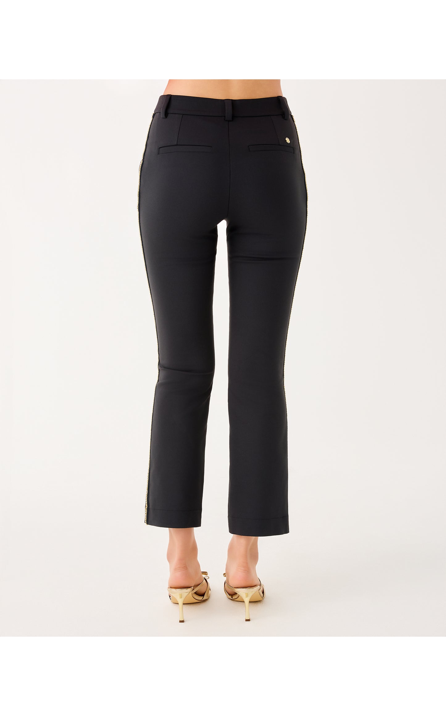 Ana Embellished Crop Flare Pant Noir