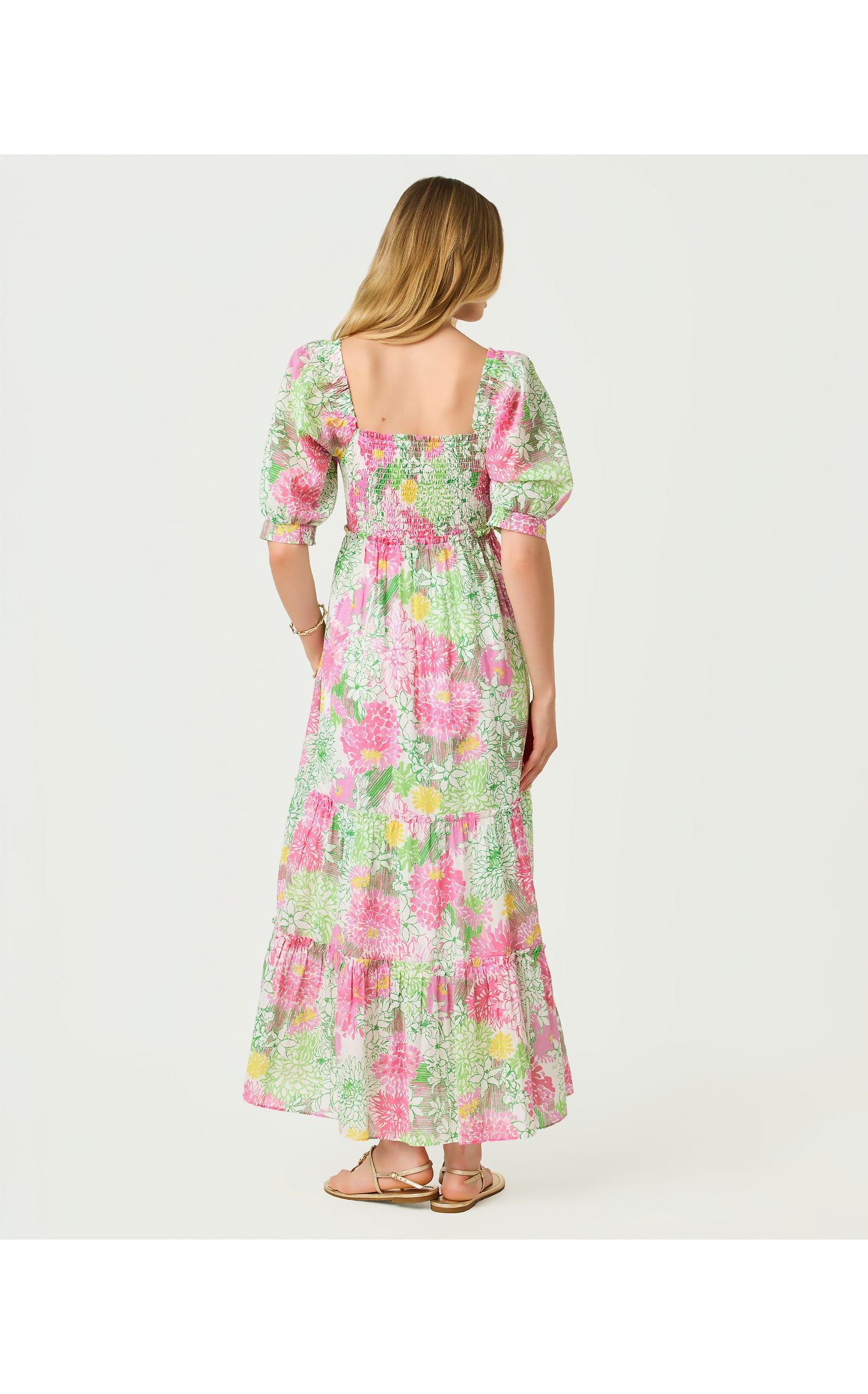 Hadly Short Sleeve Smocked Maxi Dress Mum Patch