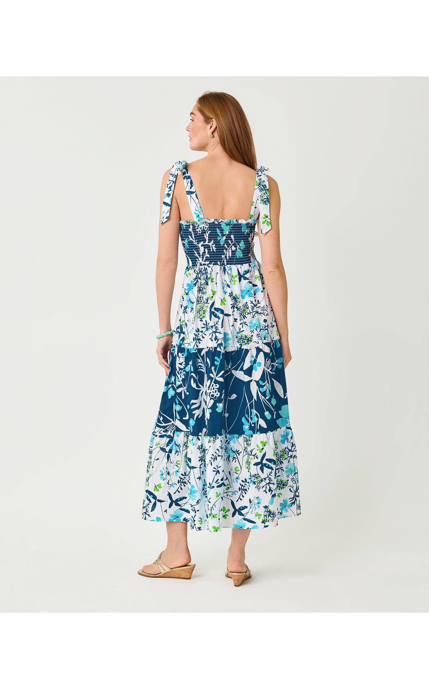 Athyn Smocked Maxi Dress Sea Blooms