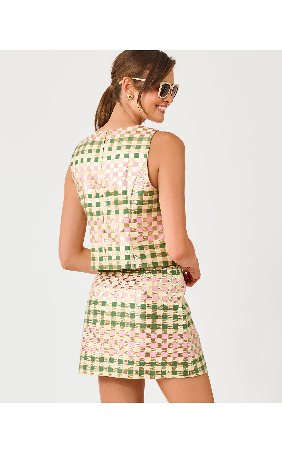 Paloma Sleeveless Top Golden Gingham
