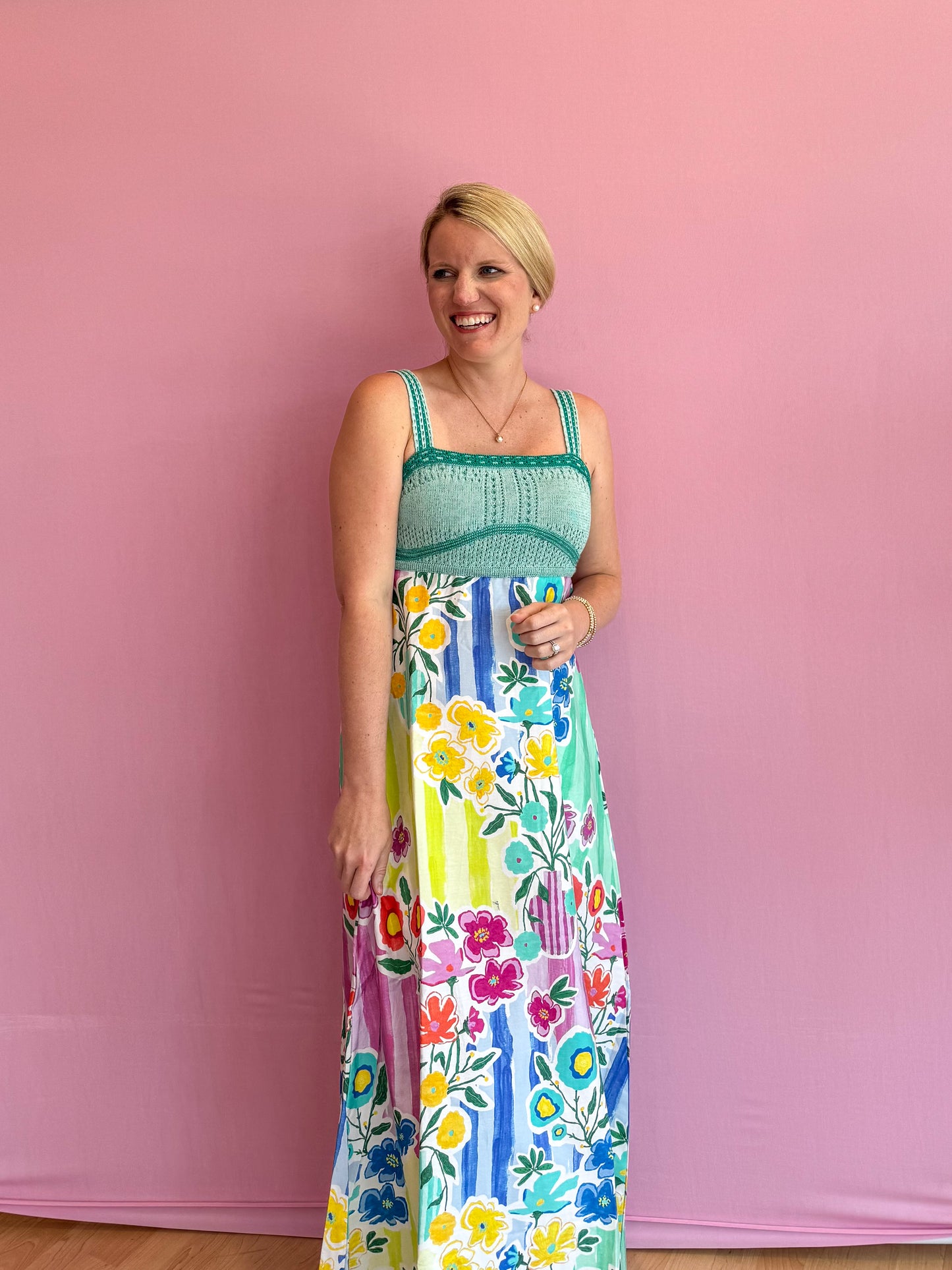 Front of Alivia clothing summer maxi dress