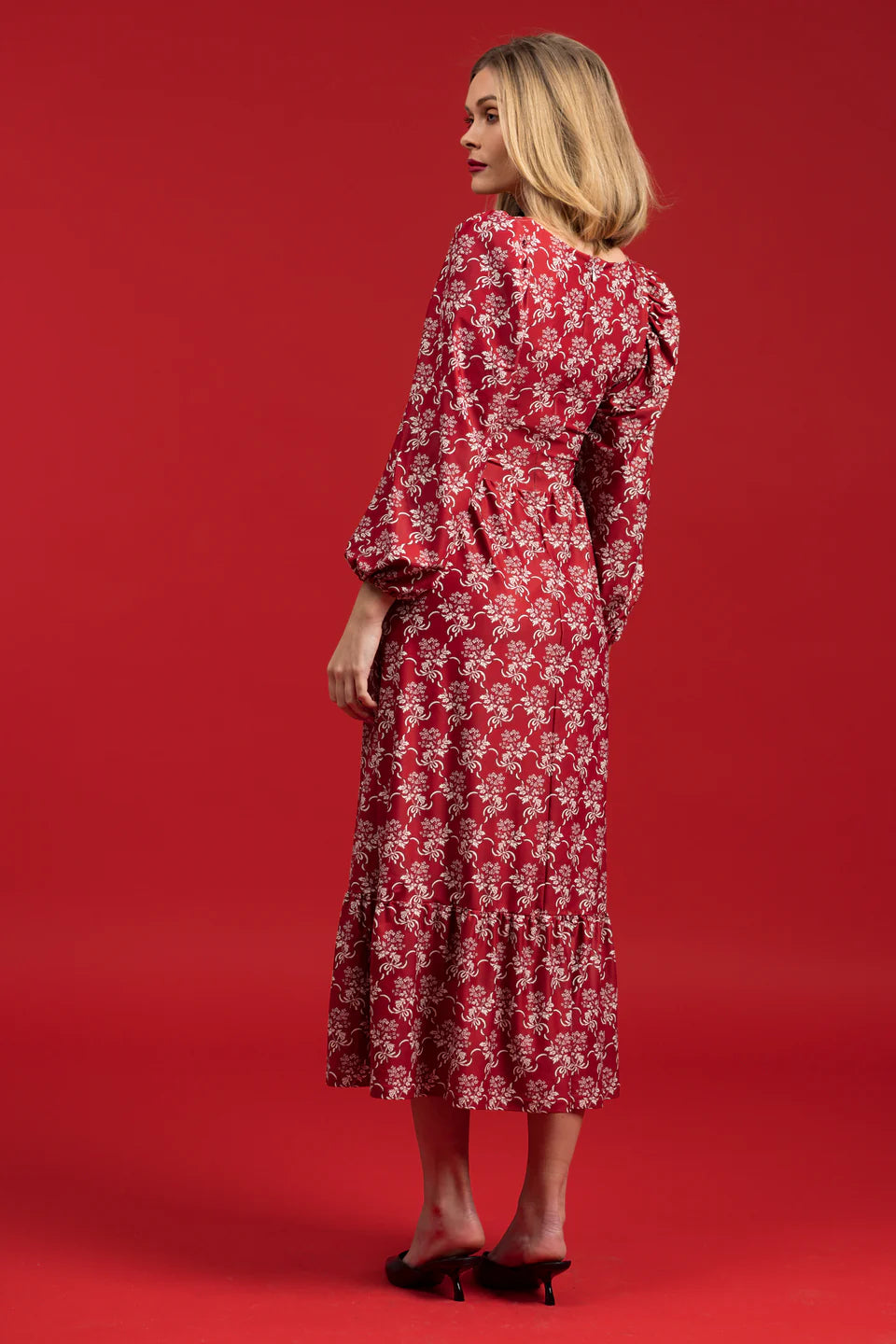 Natalie Ribbon Dress Bouquet Red