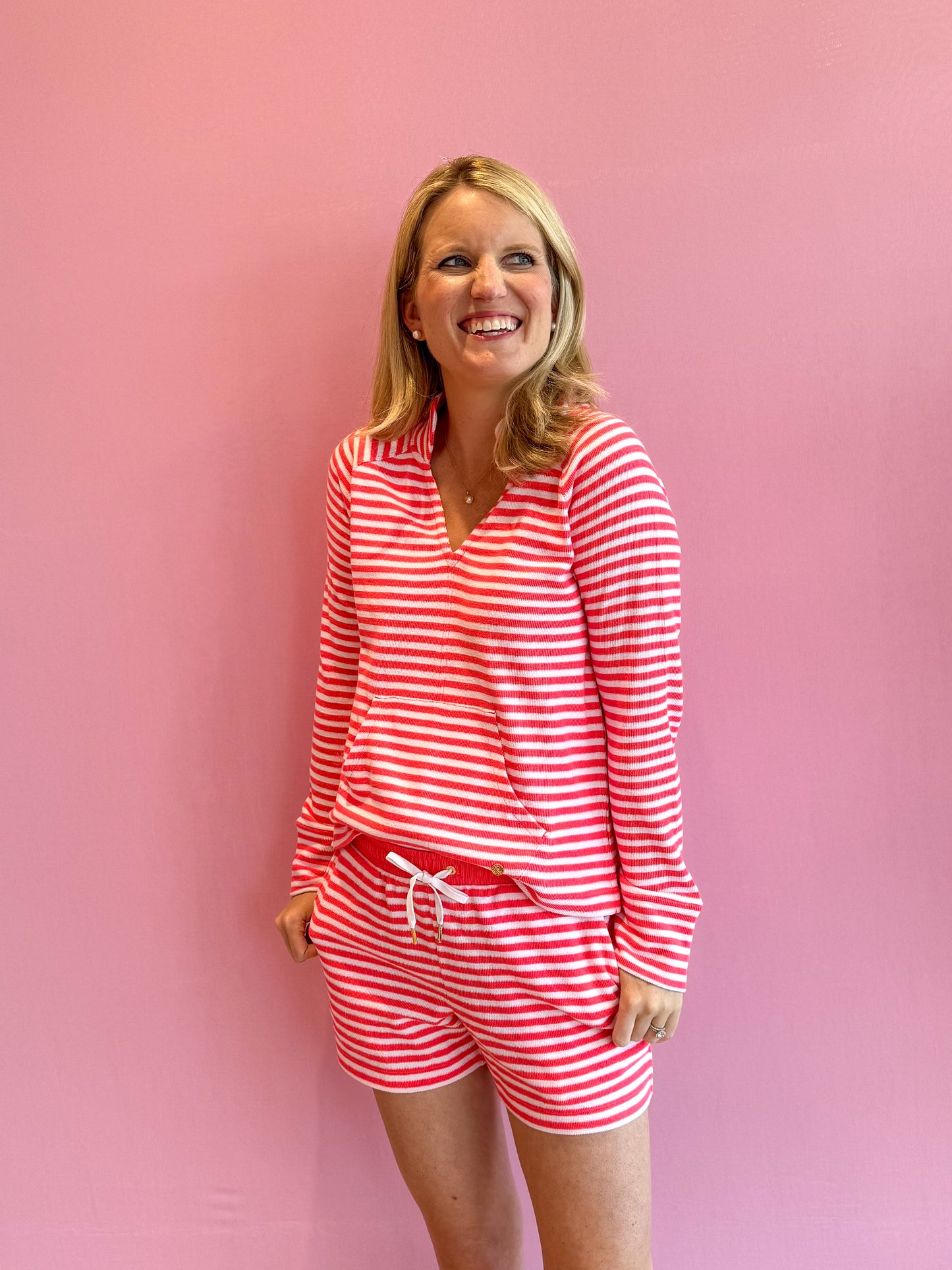 Peppi High Rise Short Cane Coral St Tropez Stripe
