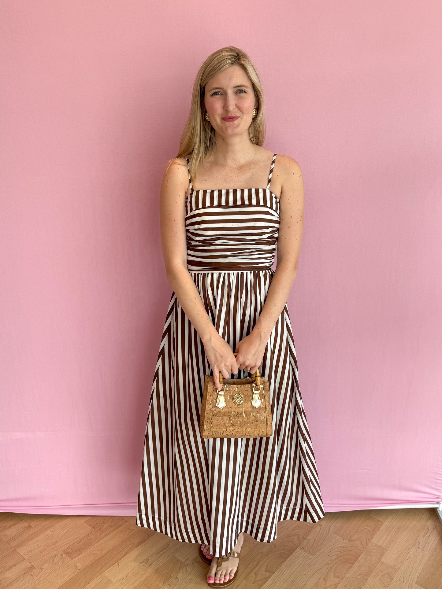 Brinkley Brown Striped Midi Dress