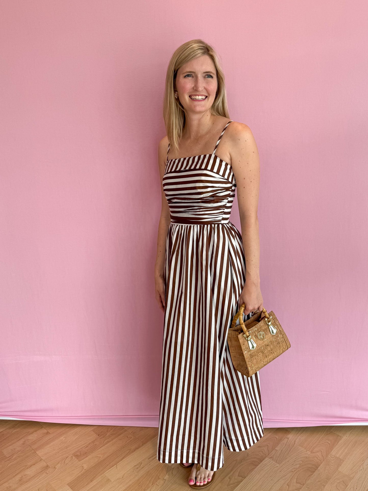 Brinkley Brown Striped Midi Dress