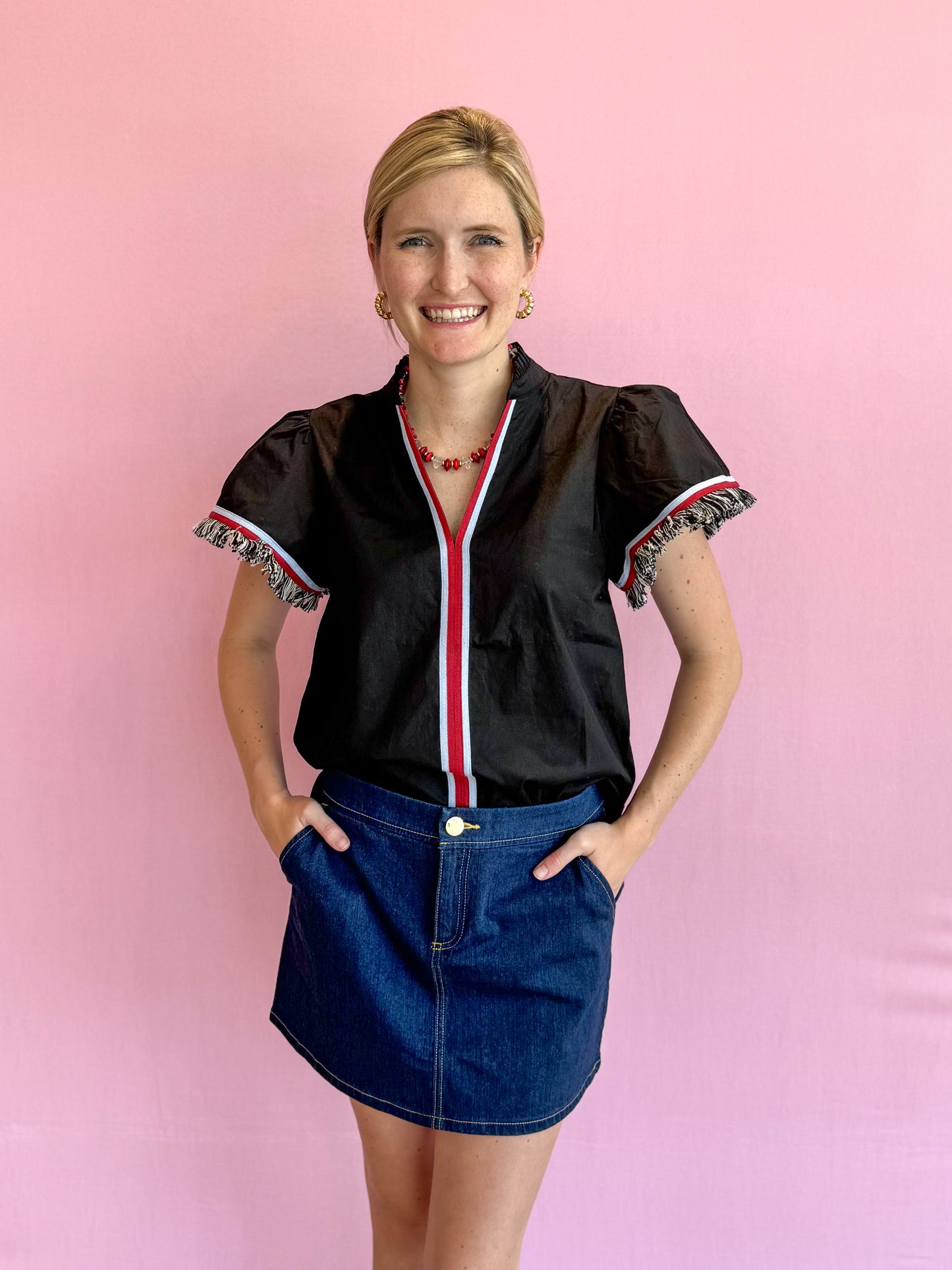 Roxann Fringe Short Sleeve Top