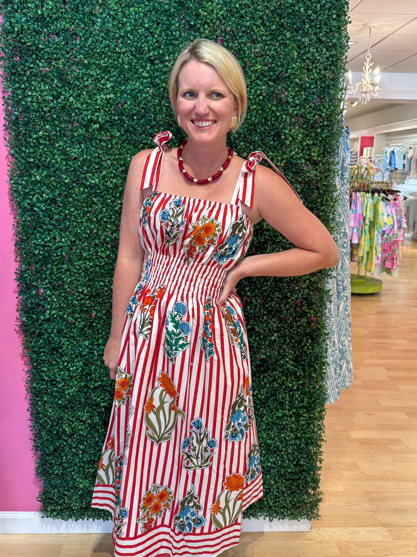 Daphne Floral Stripe Dress