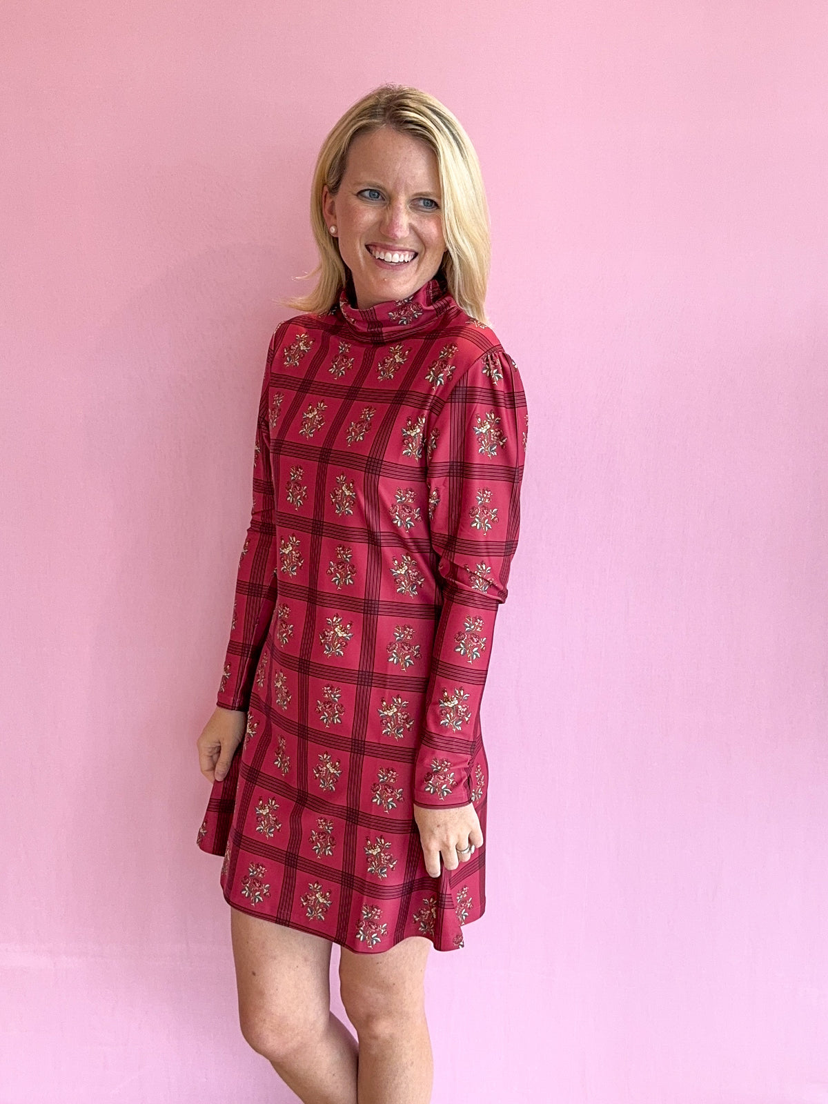 Dottie Dress Camellia Plaid Rasp