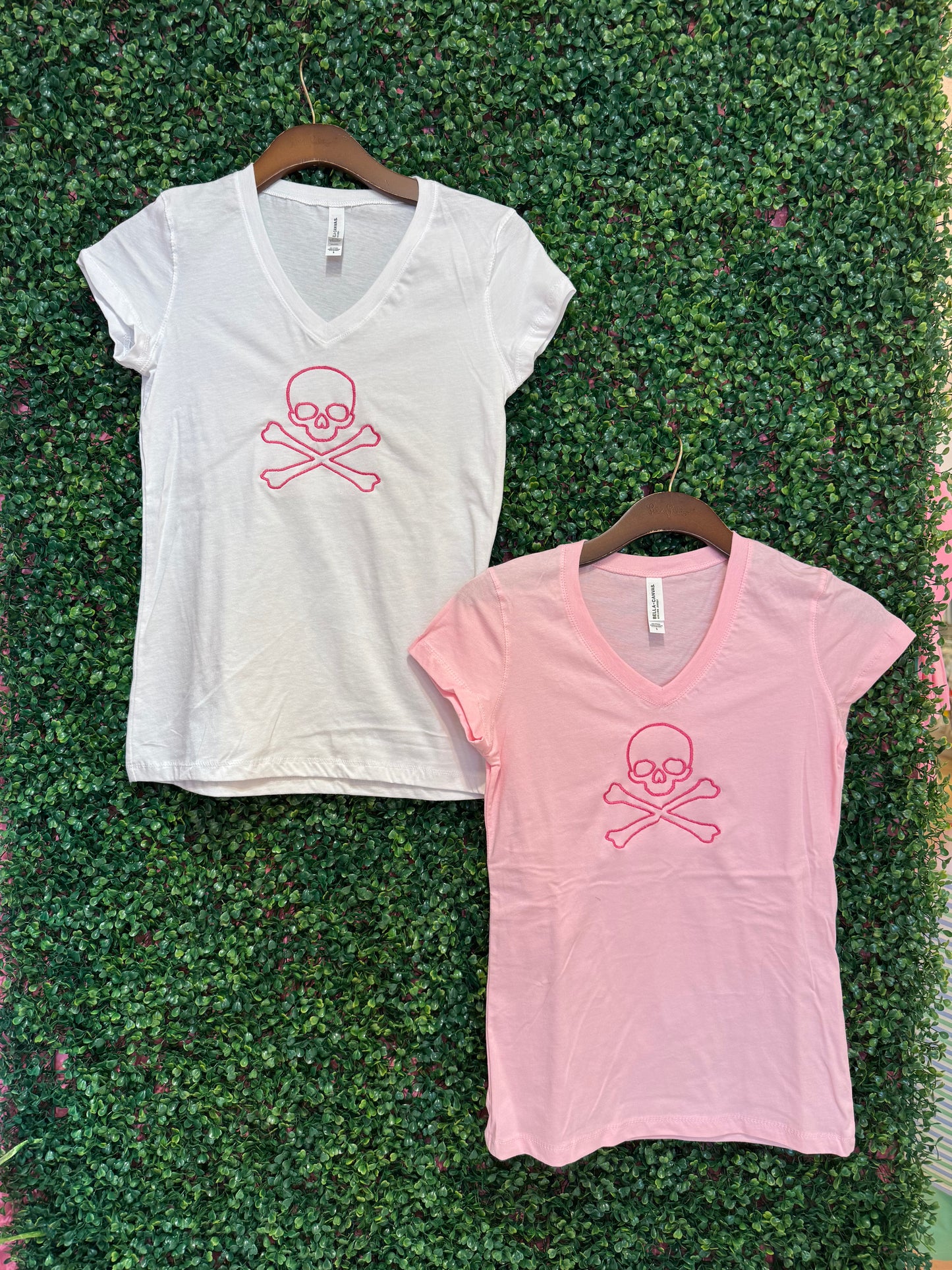 White Skull V-Neck Tee