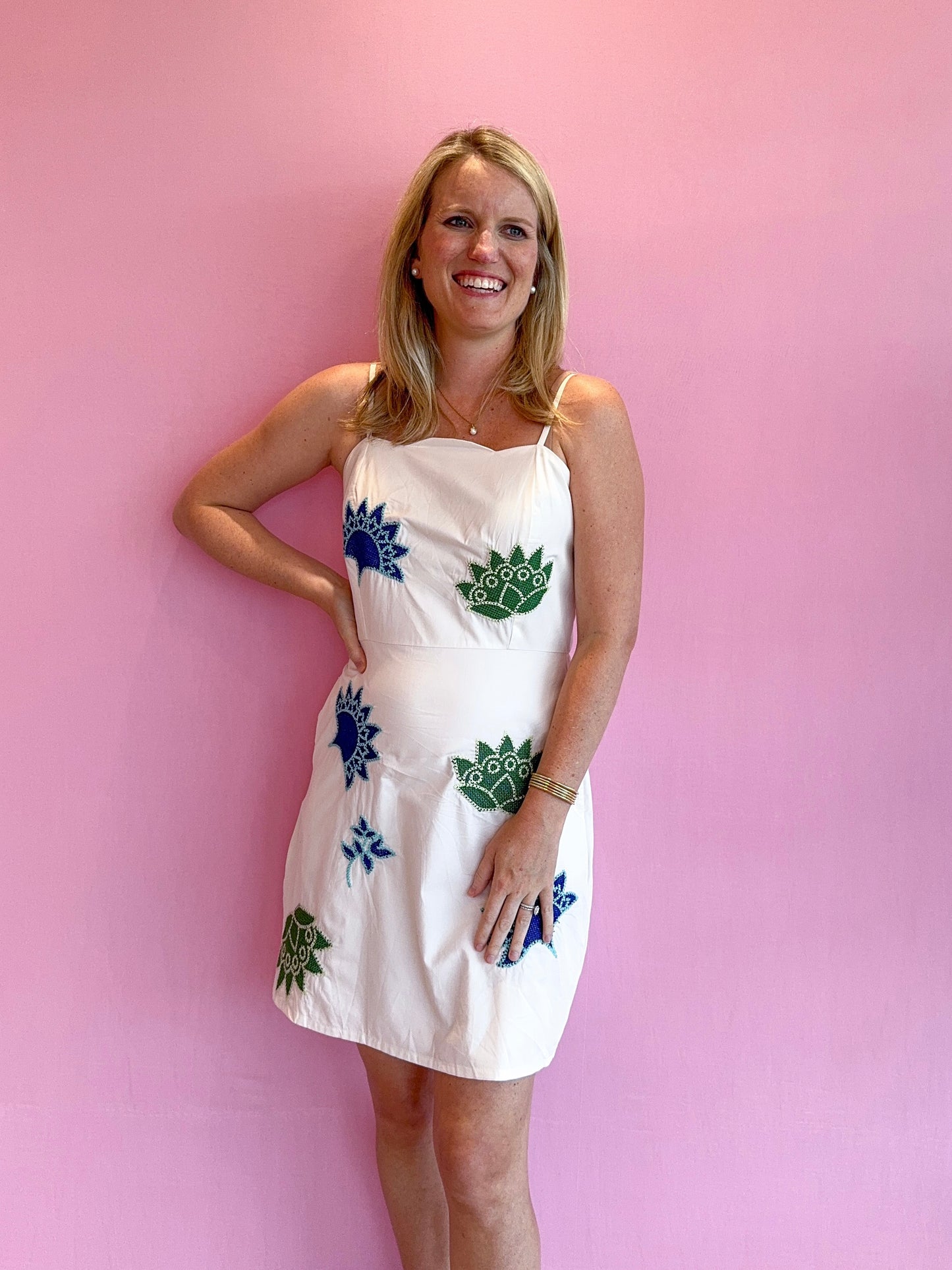 Desert Sand Embroidered Mini Dress White