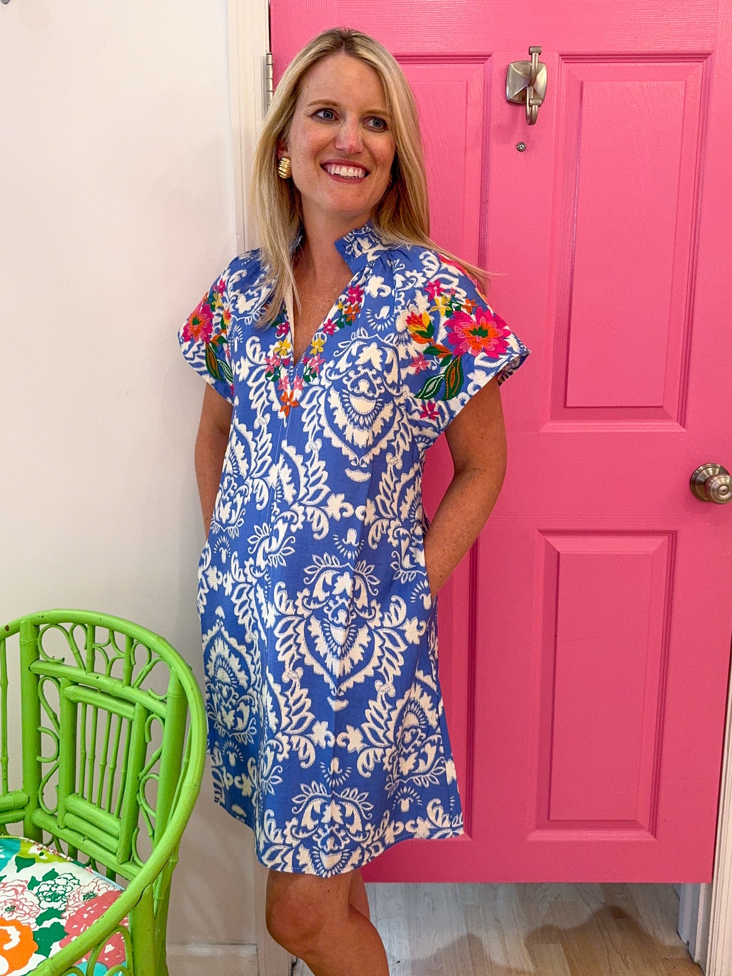 Heather Embroidered Short Sleeve Dress