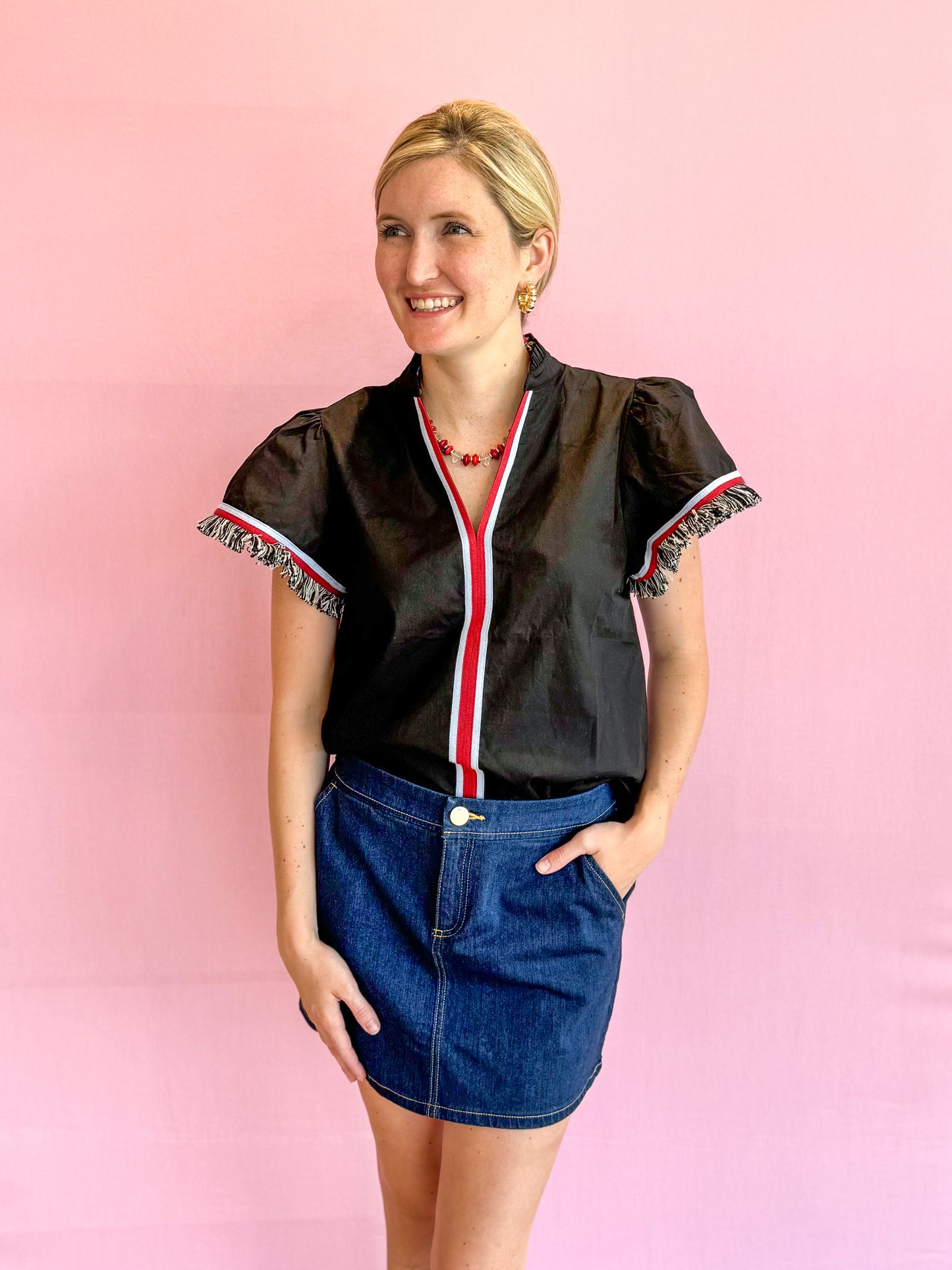 Roxann Fringe Short Sleeve Top
