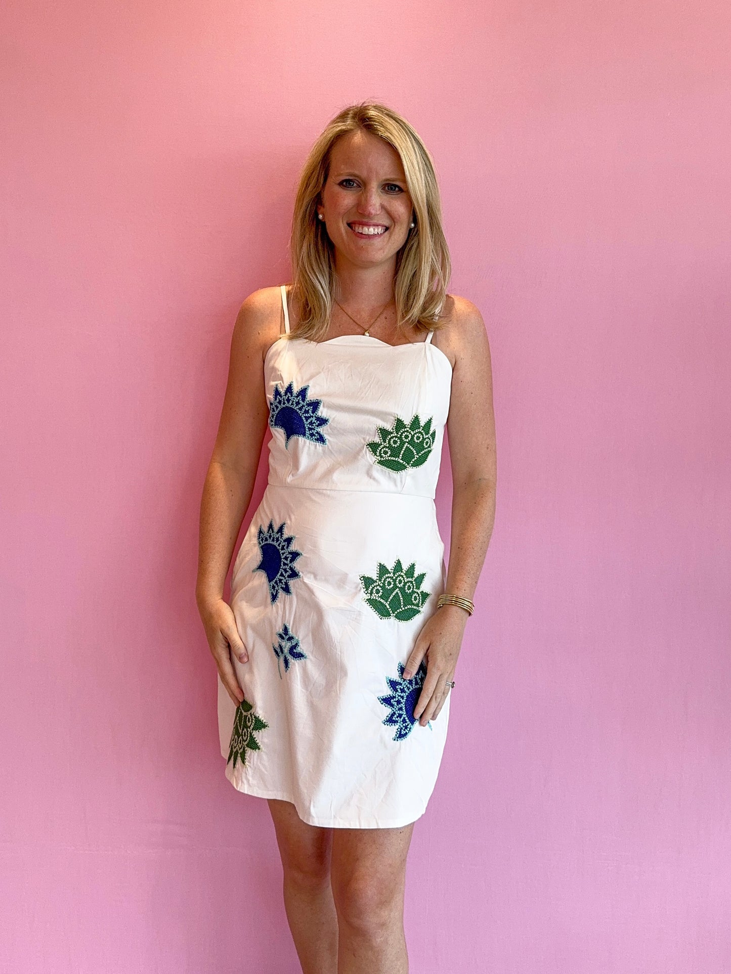 Desert Sand Embroidered Mini Dress White