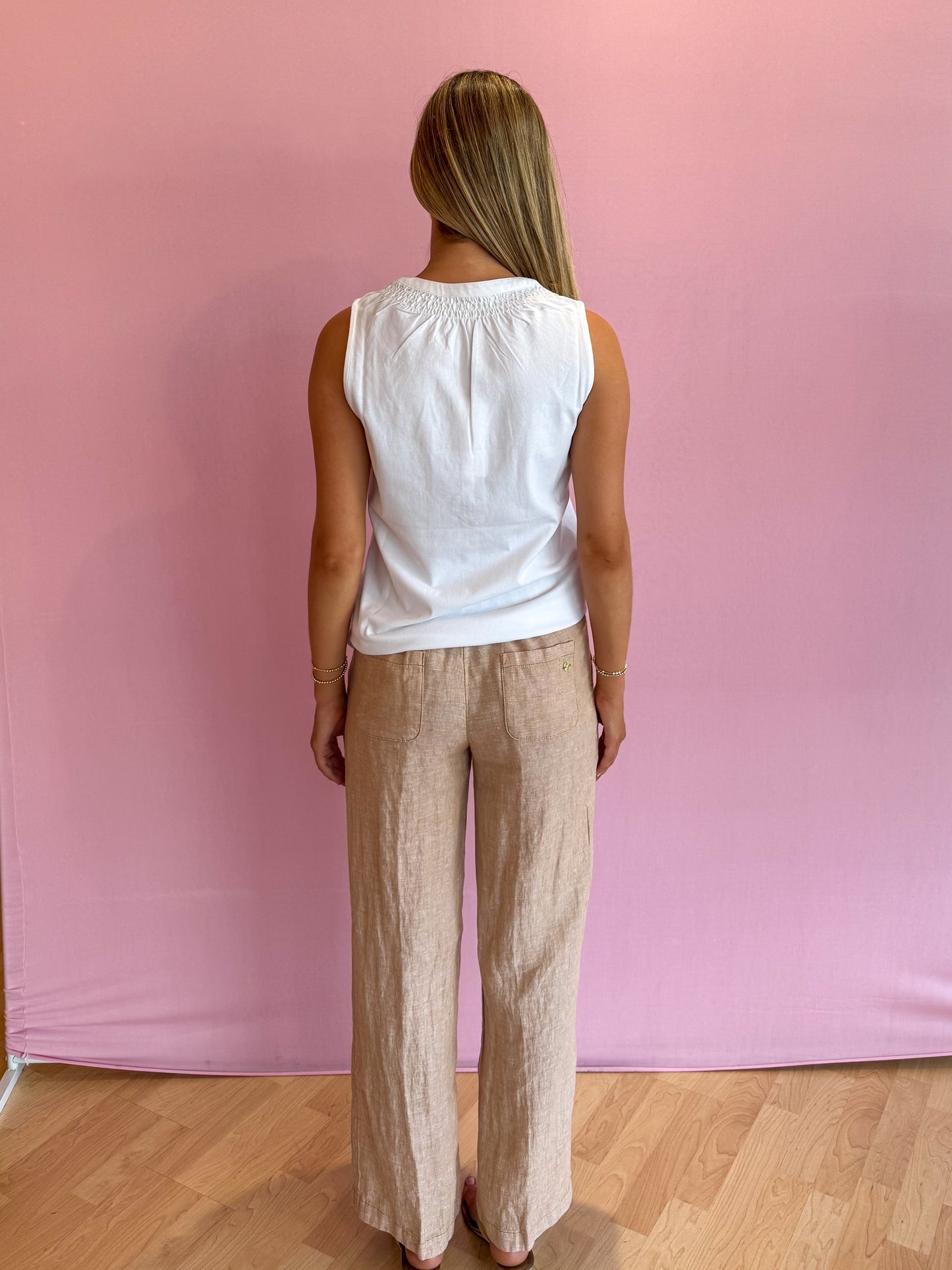 Brawley Linen Crop Pant Iced Latte