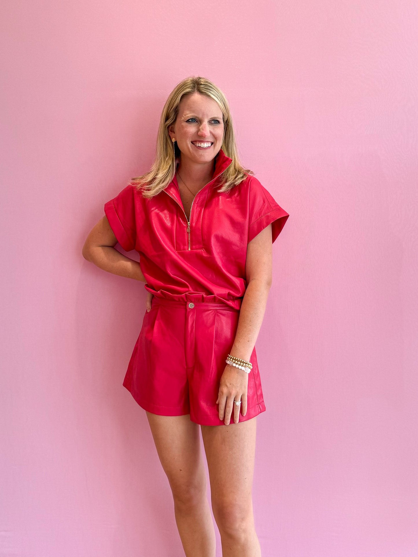 Ruffle Short Rose Red