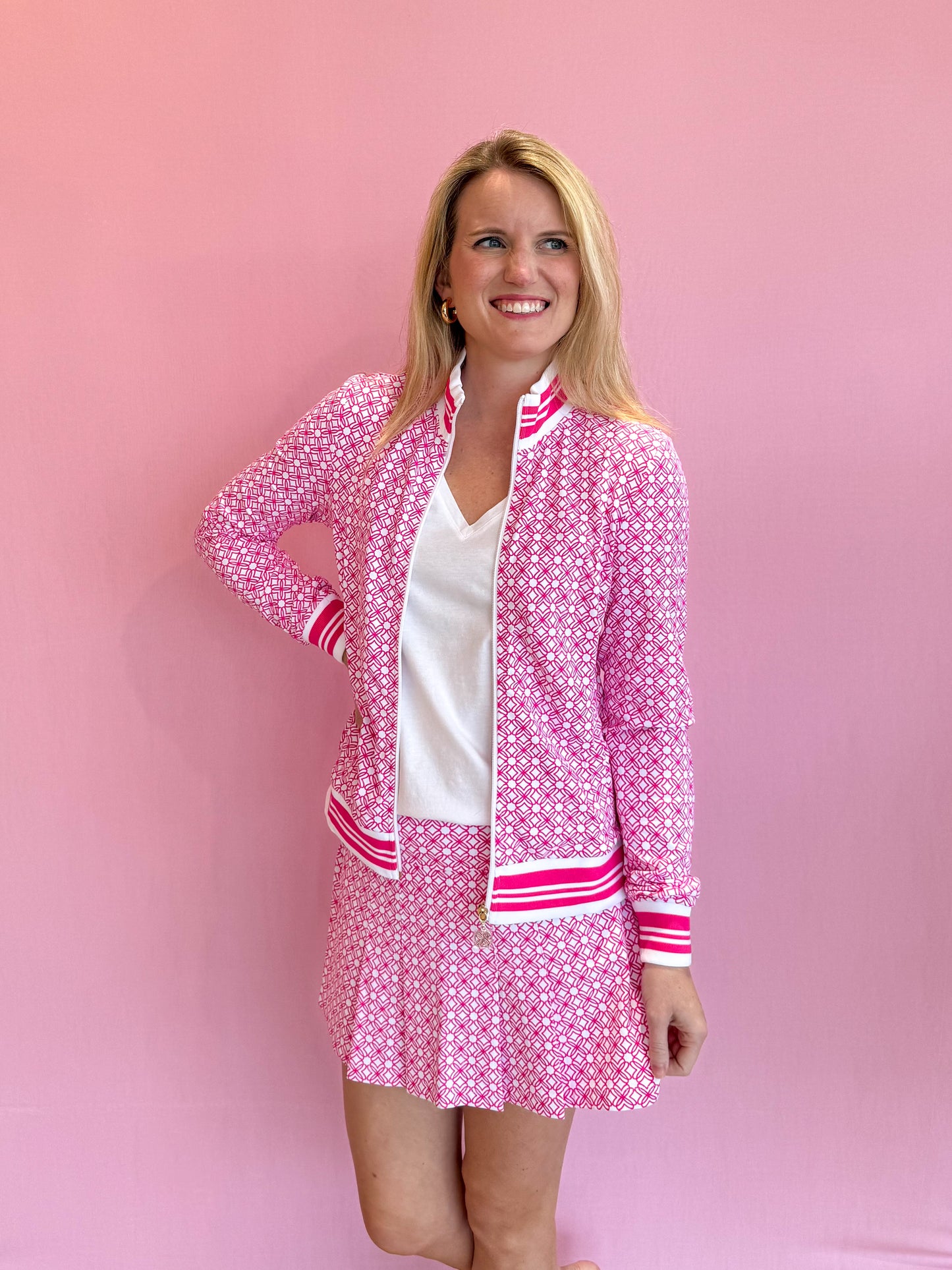 Regate Jacket UPF 50+ Passion Fruit Pink Butterfly Pattern