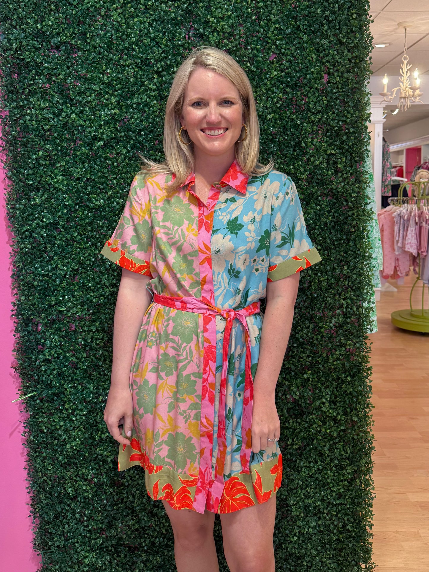 Elena Mini Dress Colorblock Floral