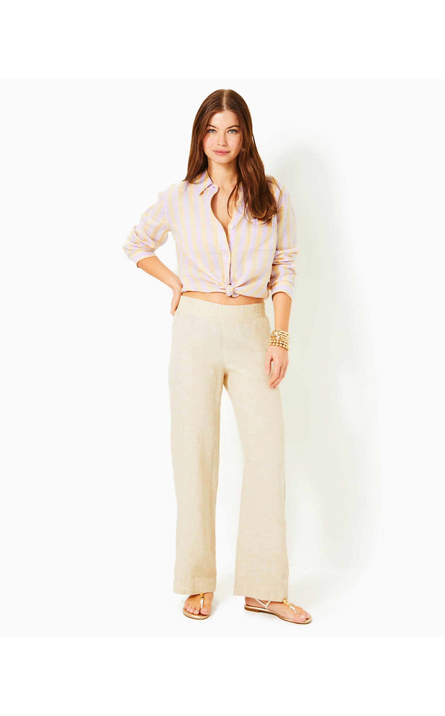 Deri Linen Palazzo Pants Sand Bar