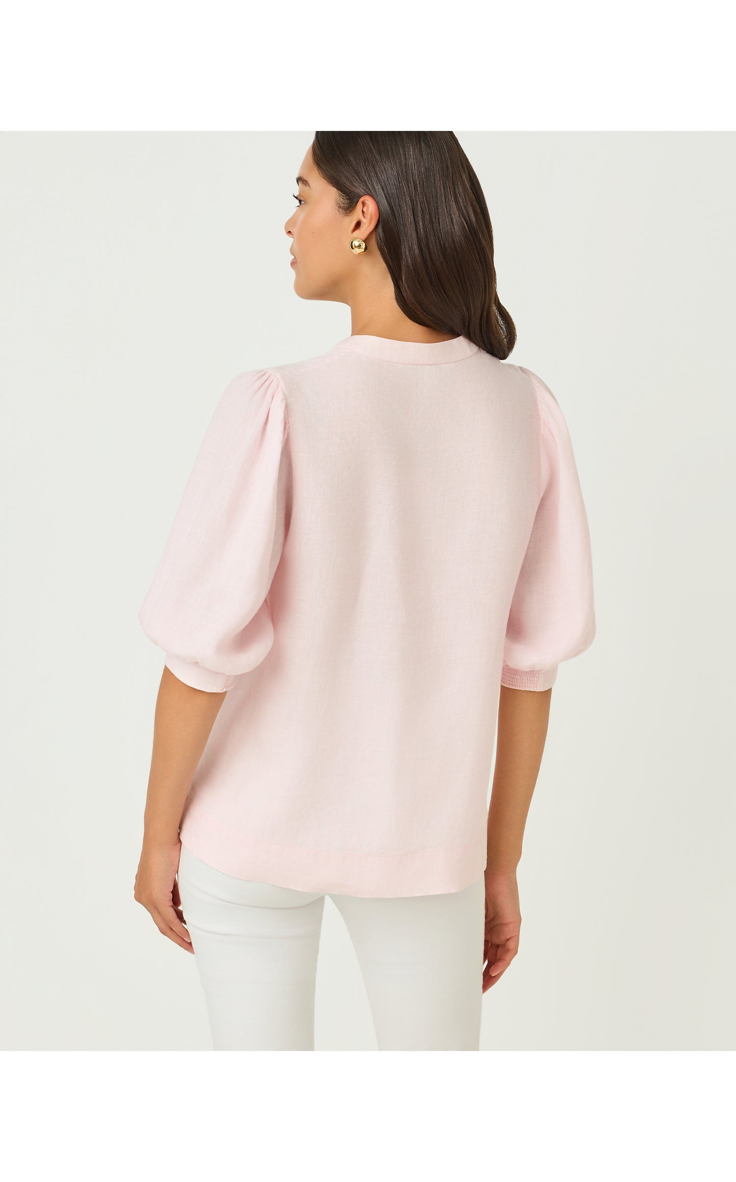Mialeigh Elbow Sleeve Linen Top Pink Muse