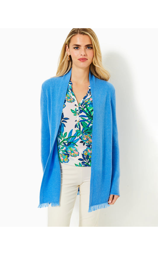 Noble Cashmere Cardigan Heathered Blue Stream