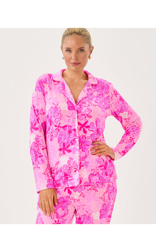 PJ Knit Long Sleeve Button Up Top Supporting Squad