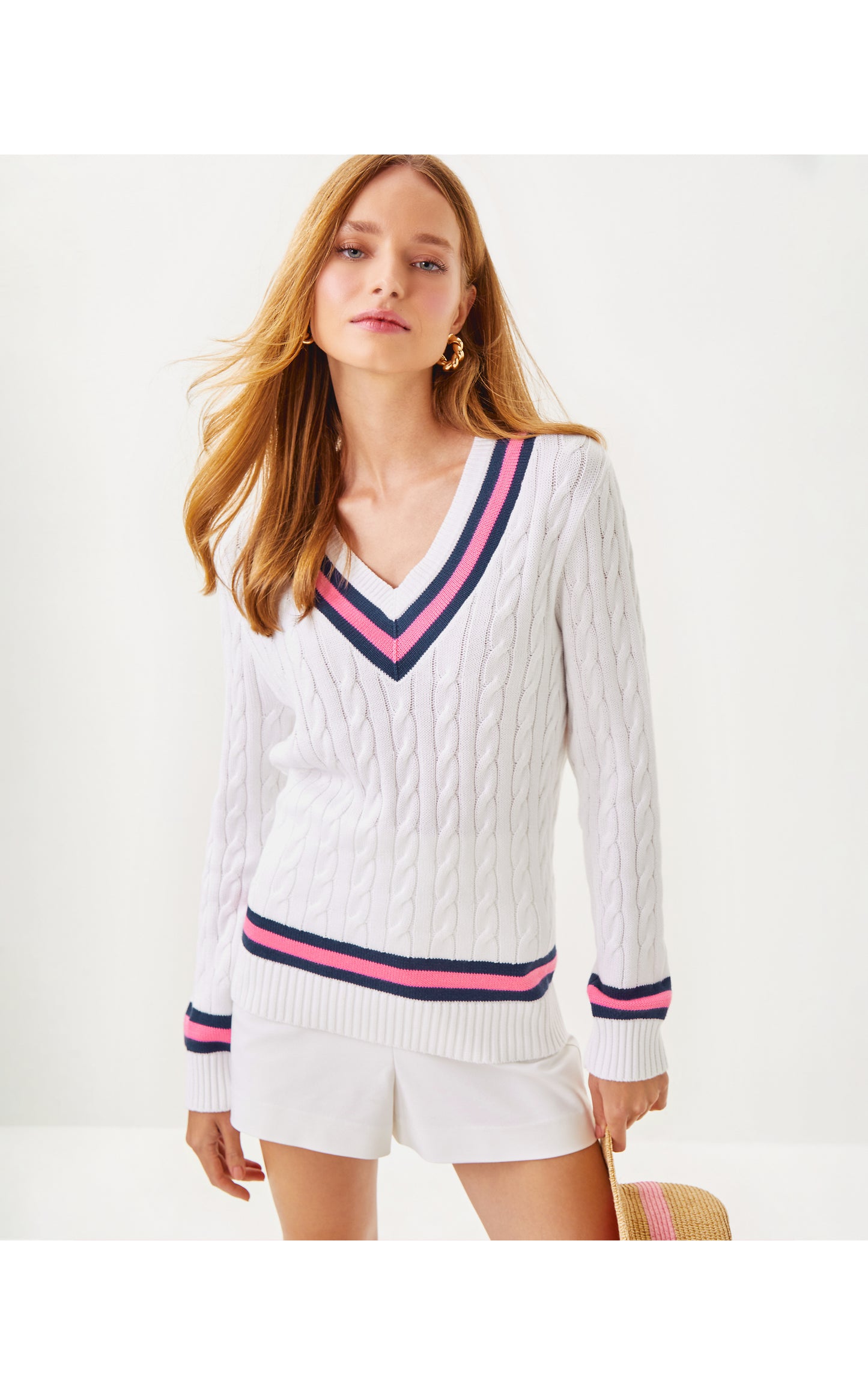 Brockton Sweater Resort White X Rousseau Pink