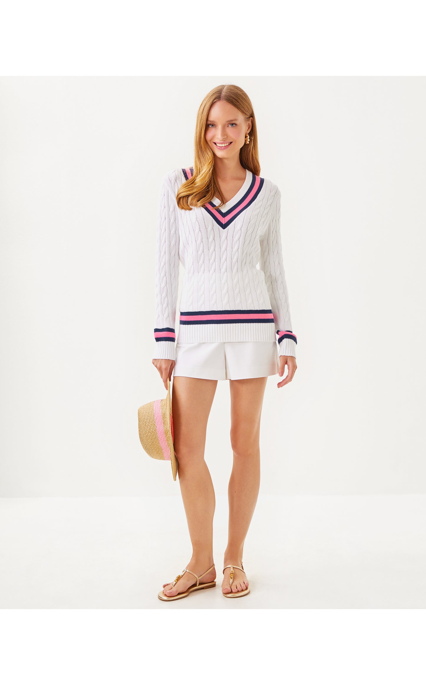 Brockton Sweater Resort White X Rousseau Pink