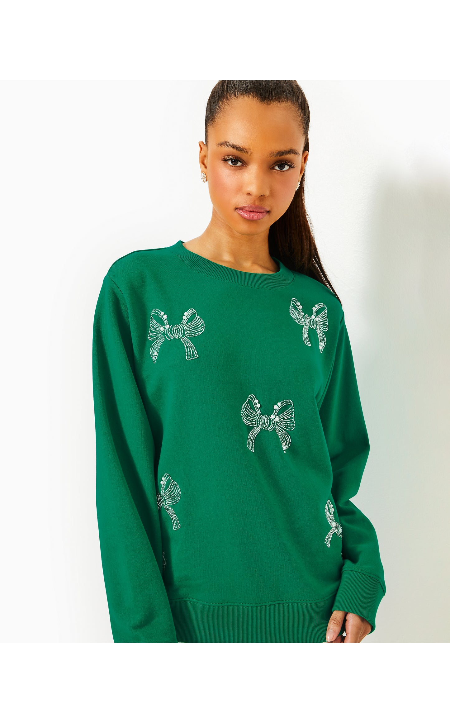 Ballad Long Sleeve Sweatshirt Fiddle Leaf Green Bow