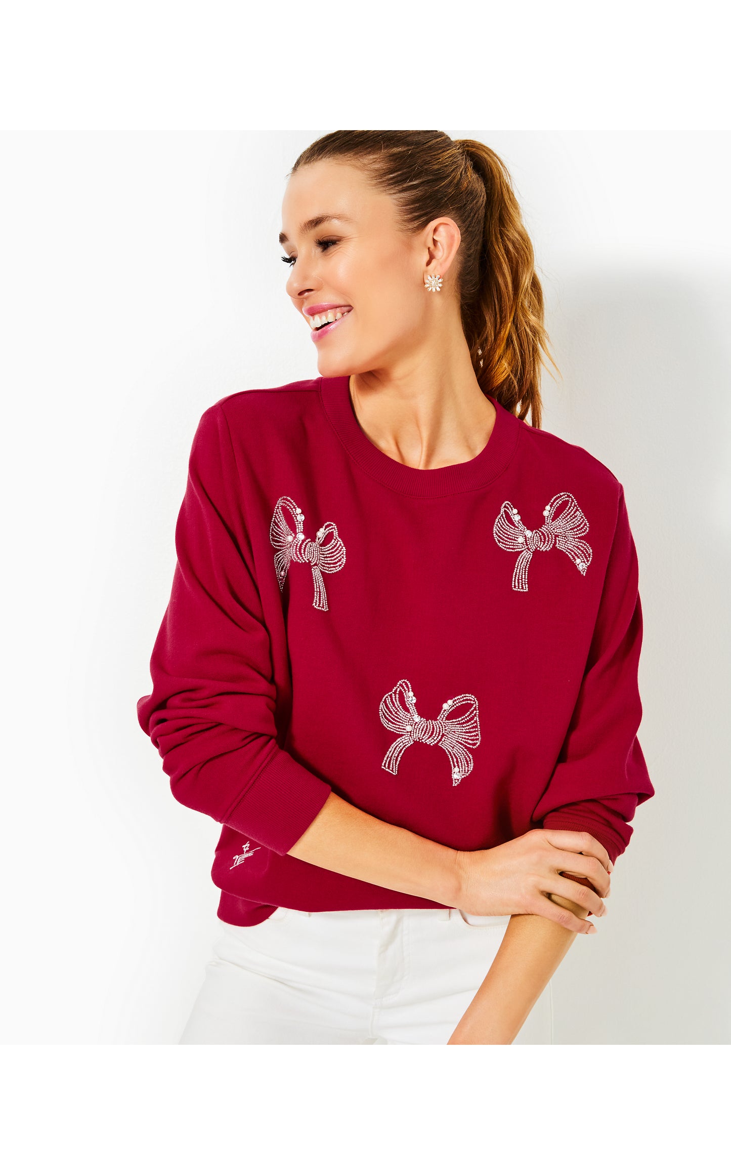 Ballad Long Sleeve Sweatshirt Malbec Red Bow