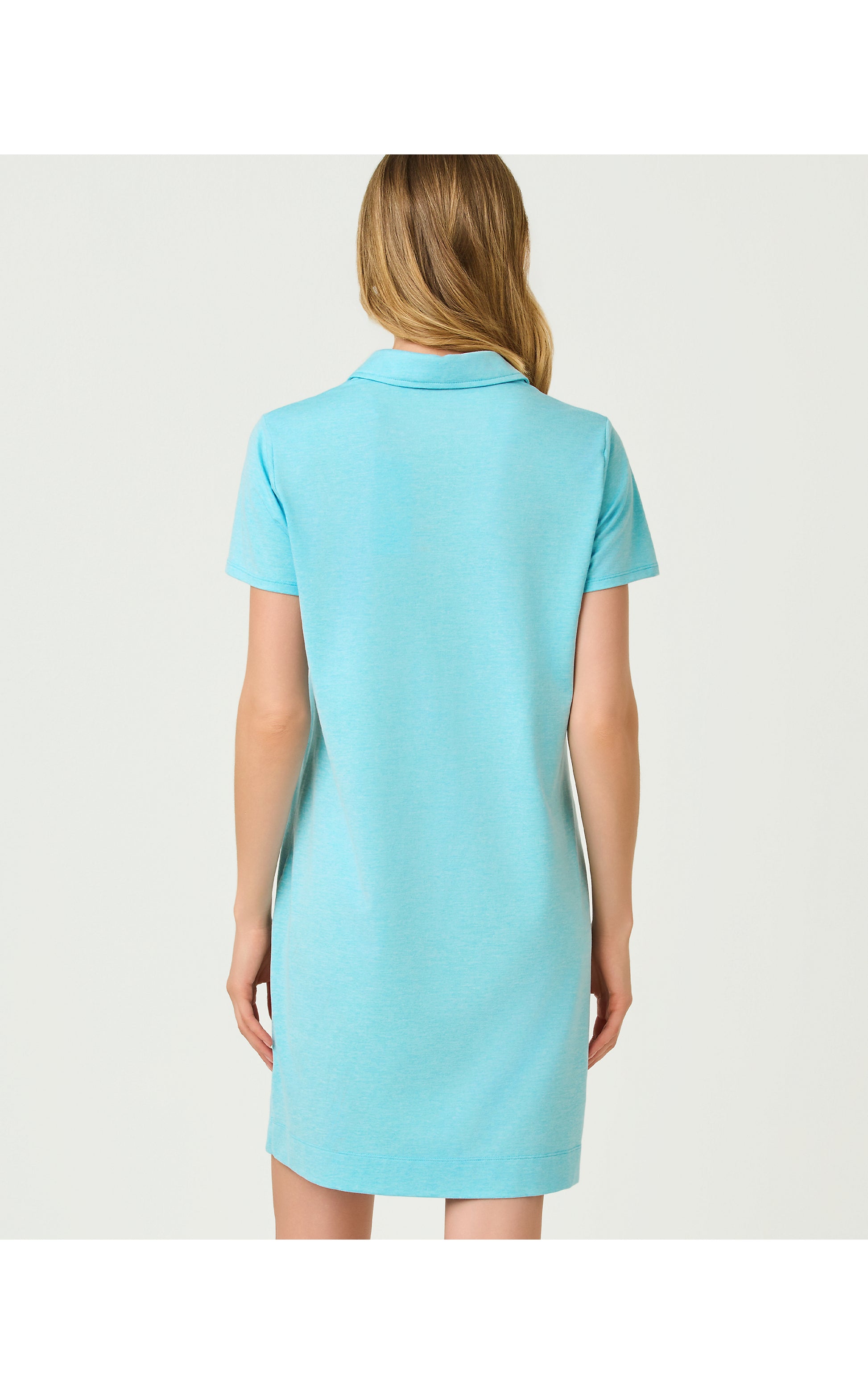 Dune UPF 50+ Short Sleeve Dress Heathered Capri Blue – Pink Palm Tampa