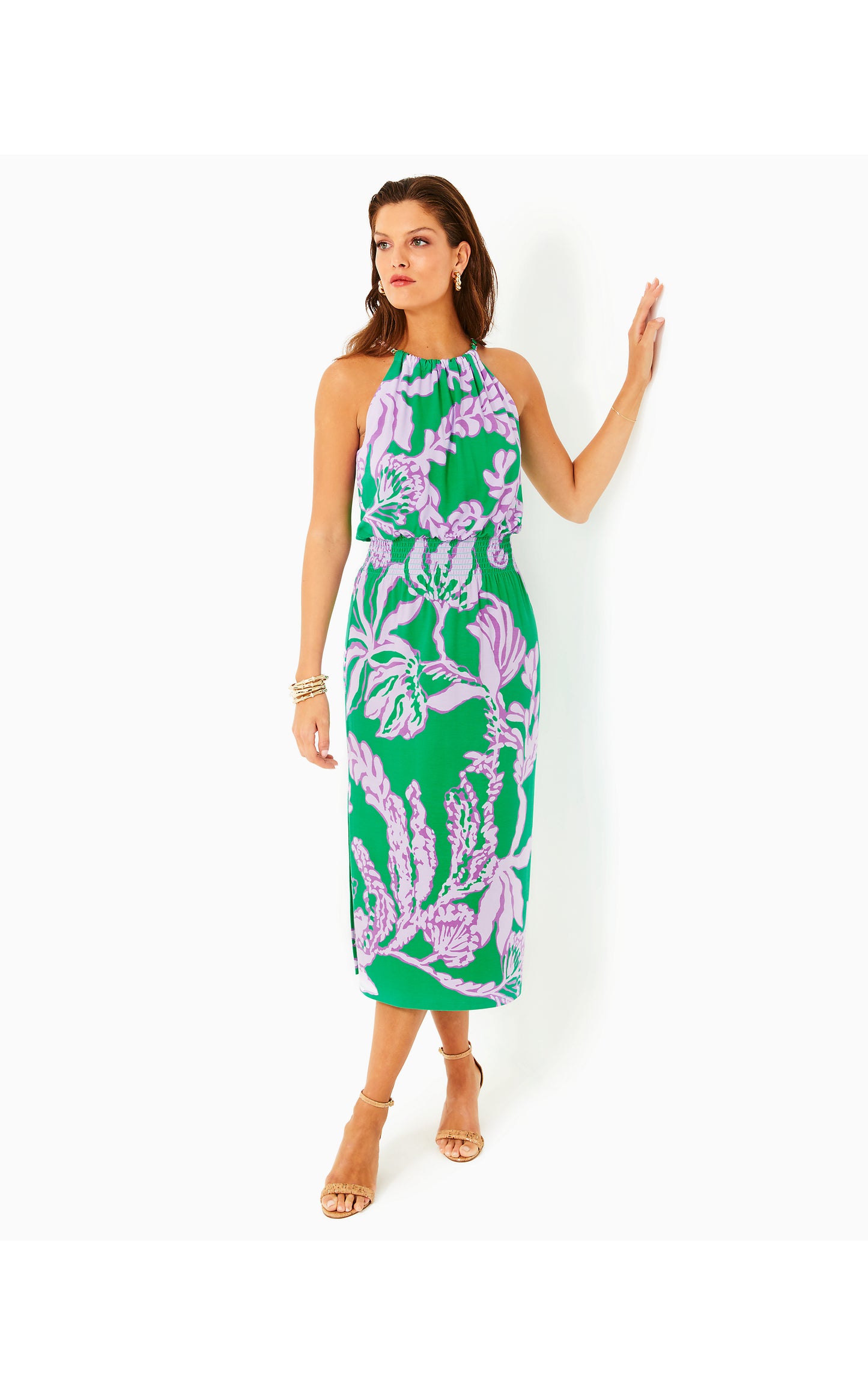 Gracelyn Halter Midi Dress Salty Sandbar