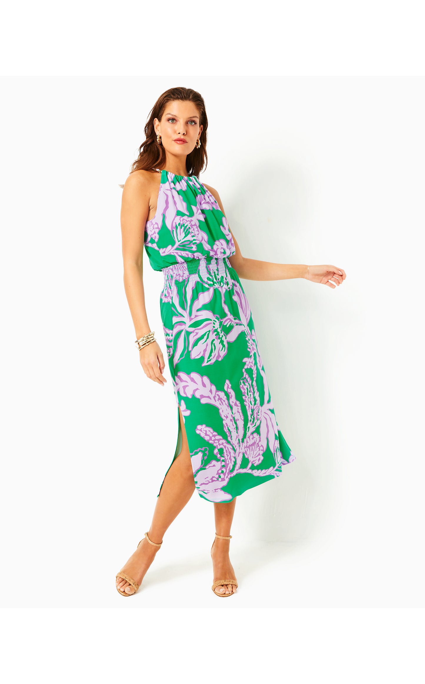 Gracelyn Halter Midi Dress Salty Sandbar