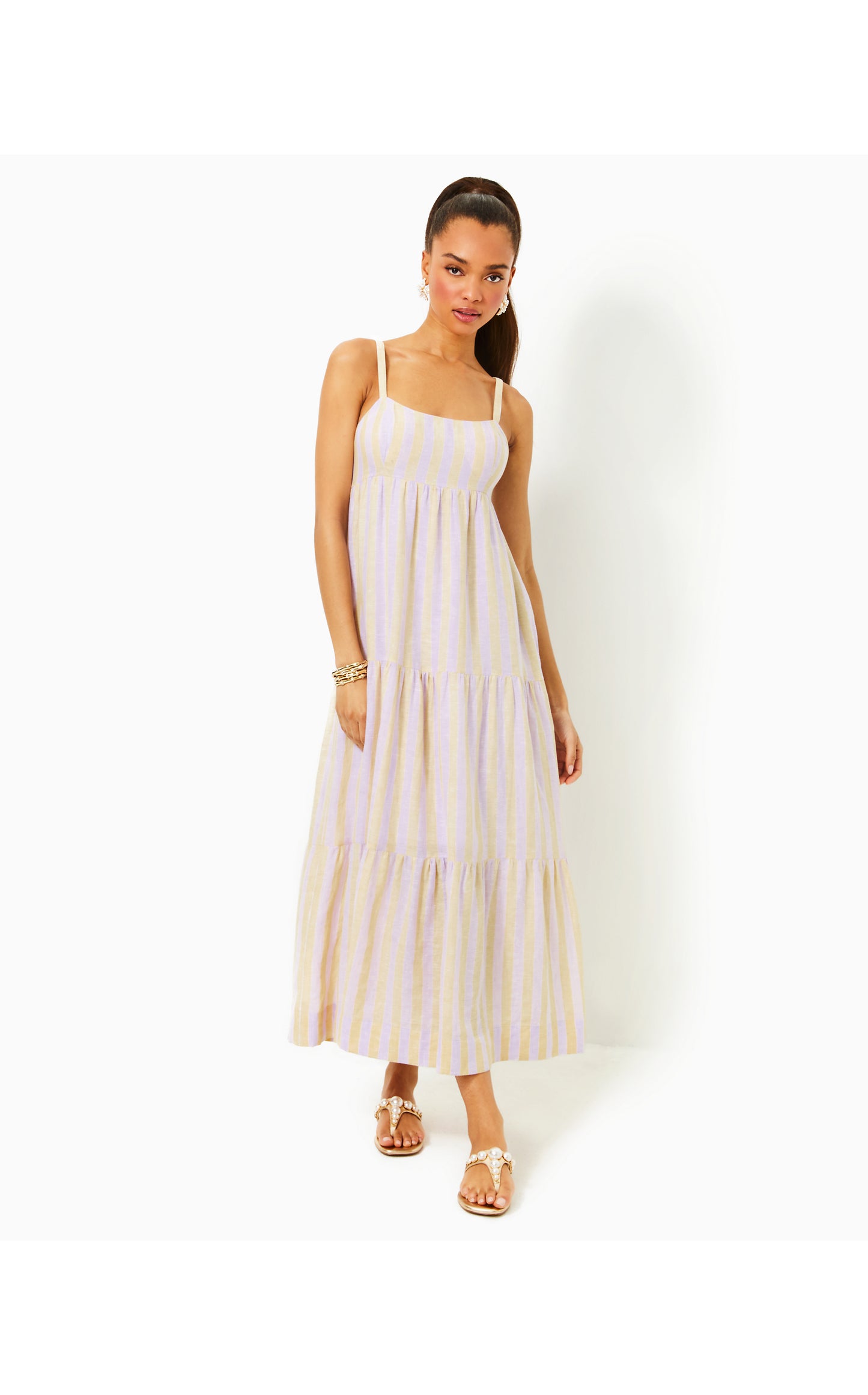 Javanne Linen Maxi Dress Secrets Stripe