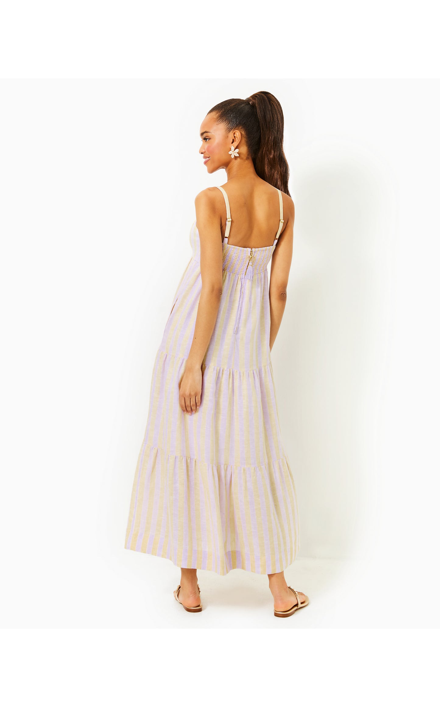 Javanne Linen Maxi Dress Secrets Stripe