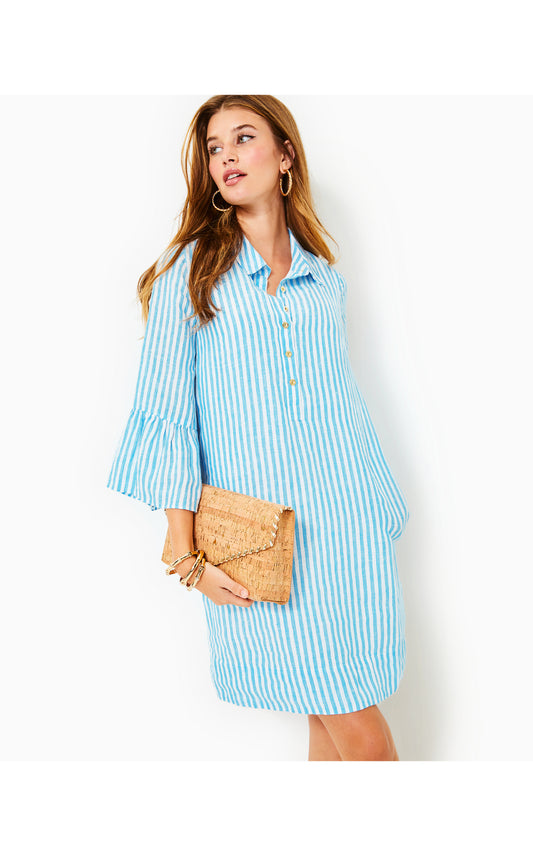 Jazmyn Linen Tunic Dress Luna Blue