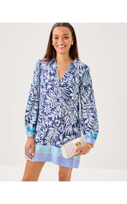 Iralanne Long Sleeve Popover Shirtdress Summer Shorelines