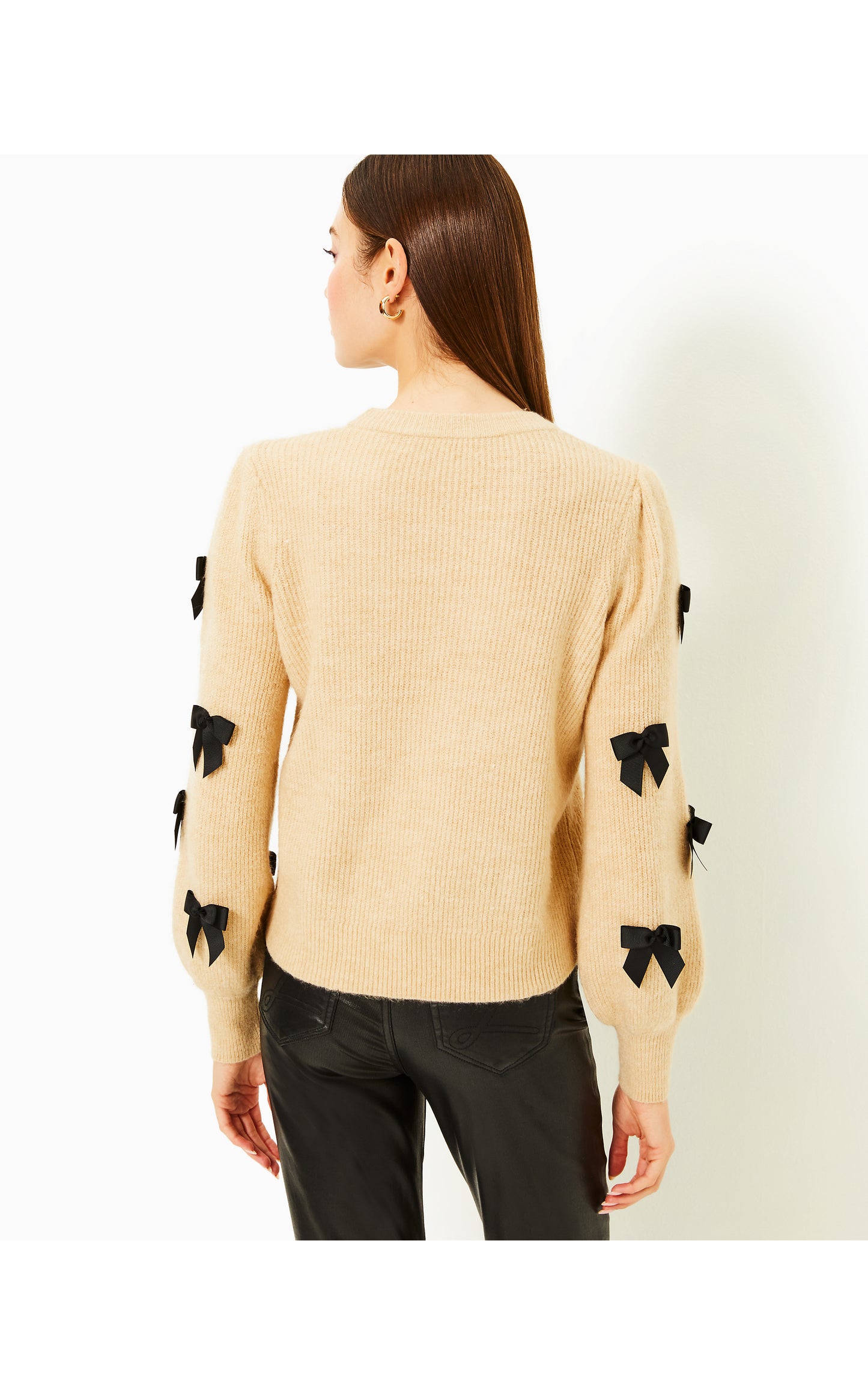 Zarie Sweater Heathered Wicker Tan Party Bows