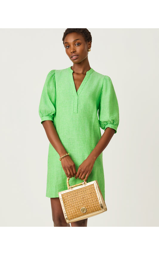 Mialeigh Elbow Sleeve Linen Dress Putting Green