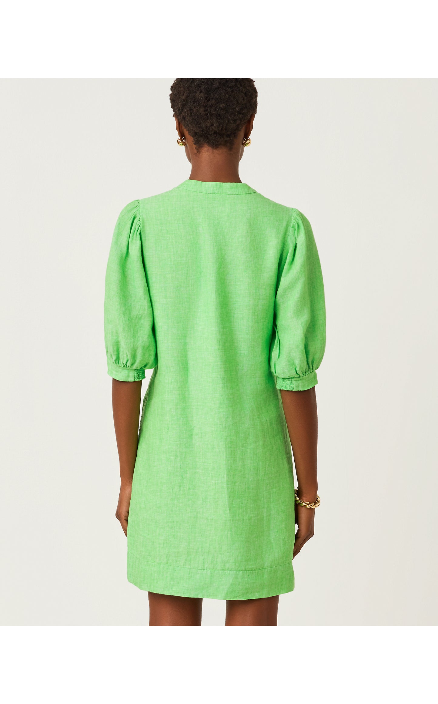 Mialeigh Elbow Sleeve Linen Dress Putting Green
