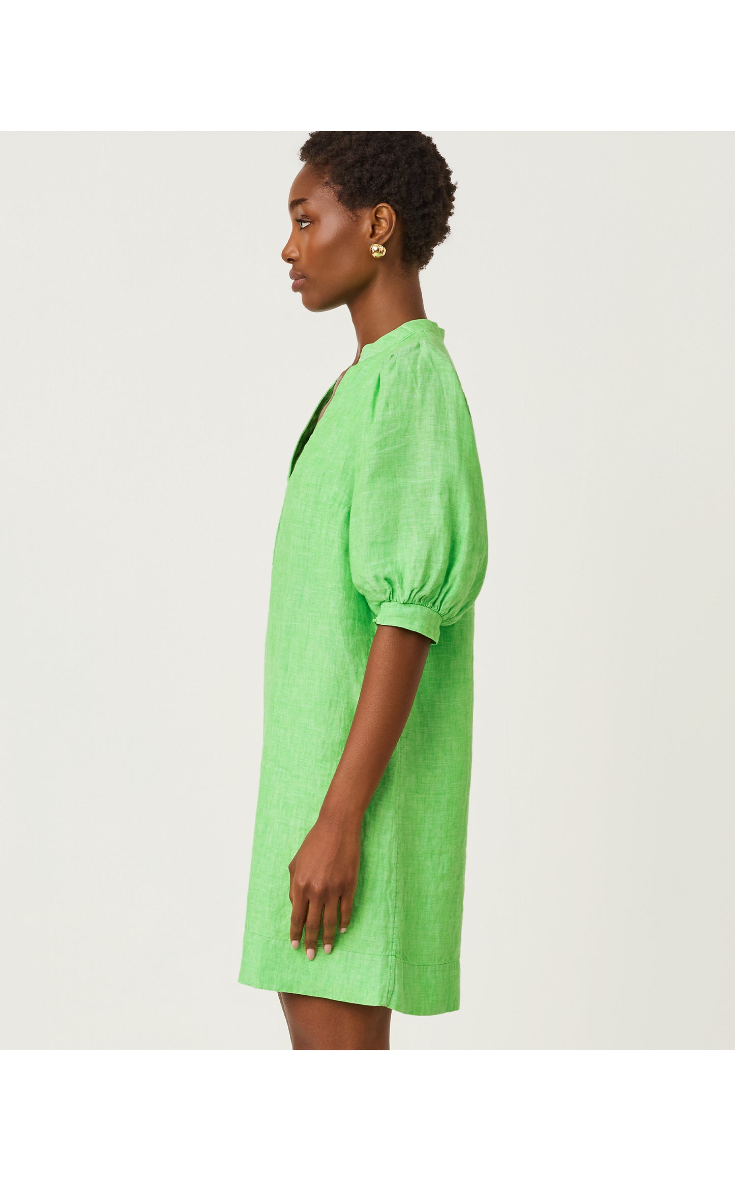 Mialeigh Elbow Sleeve Linen Dress Putting Green
